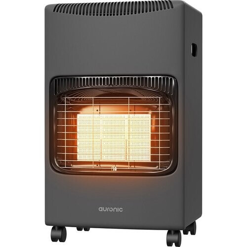 Tweedekans Auronic Mobiele Gaskachel - met Wieltjes - tot 60 m² - 4100W Heater - Inclusief Gasdrukregelaar en Gasslang - Grijs