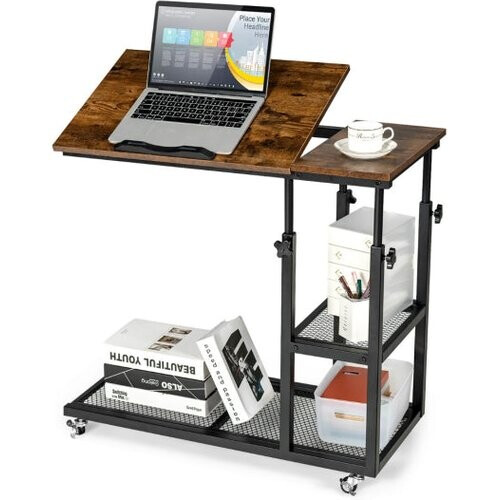 Tweedekans Coast Laptoptafel – Verstelbare Hoogte & Kanteling – 3 Niveaus – Vintage