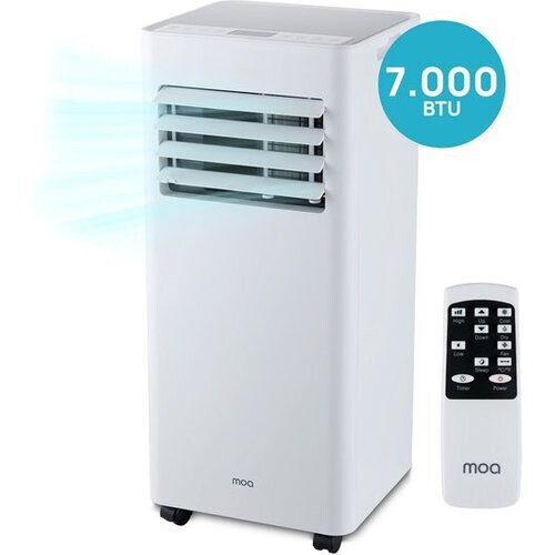 Tweedekans MOA Mobiele Airco - 7.000 BTU - Airconditioner - afstandsbediening - Energieklasse A - Raamafdichtingskits - Slaapkamer - Woonkamer - tot 60 m³ koelen - ventilator en ontvochtiger - Wit