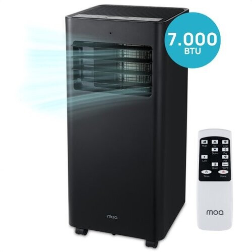 Tweedekans MOA Mobiele Airco – 7000 BTU – Ontvochtiger & Ventilator – Tot 60 m³ – 31 x 31 x 68 cm – Zwart