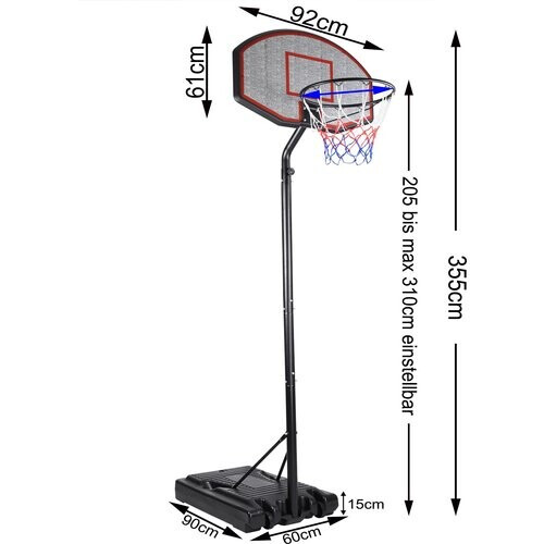 Tweedekans Mobiele basketbalring met verstelbare mand