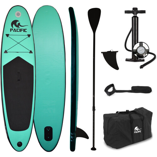 Tweedekans Pacific Ocean Sup Board - Special Edition - Opblaasbaar Paddle Board - Complete set - Max. 80KG - 285 x 71 x 10cm - Groen - Met waterdicht telefoonhoesje