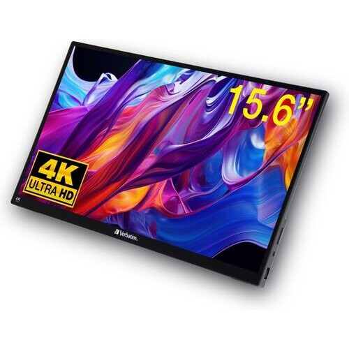 Tweedekans Verbatim – 15,6" 4K Portable Touchscreen Monitor PMT-15-4K – 357,1 x 215 x 12 mm – Voorzien Van IPS-Technologie En HDR En 10-Punts Multi-Touch En Verstelbare Standaard – Voor Gaming En Zakelijk Gebruik – Zwart Aluminium